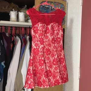 GORGEOUS handmade red lace prom dress size 4 !!!